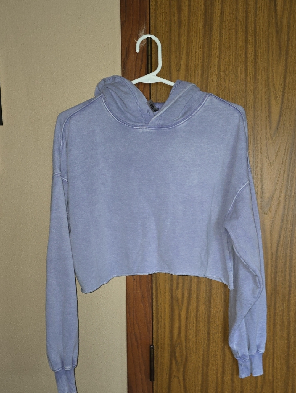 Garage Cropped Lavender Pullover Hoodie - Light Purple